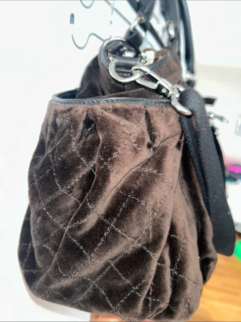 Juicy Couture Baby Y2k Luxury Vintage Brown Velour Velvet Duffel Diaper Bag